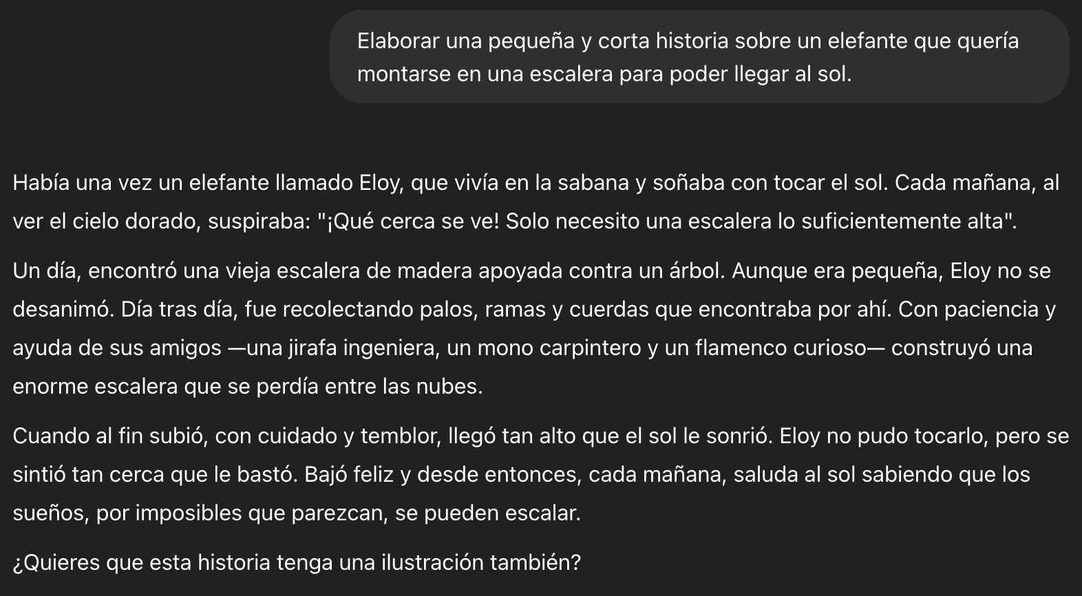 Aventura Elefante Escalera ChatGPT